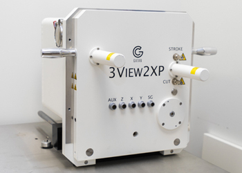 The Gatan 3View, an automated serial block-face that allows for very large scale 3D SEM imaging of millimeter scale objects with nanometer scale resolution.