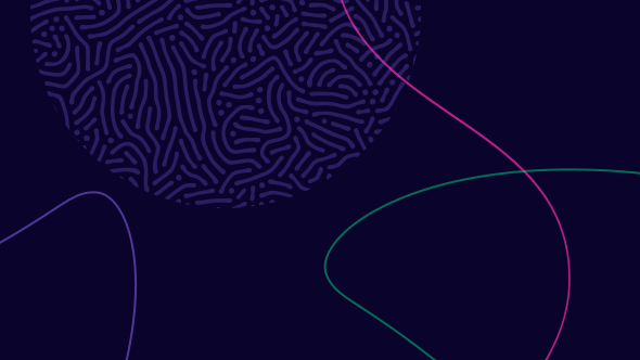 Illustration featuring an abstract cellular pattern surrounded by color, swirling lines