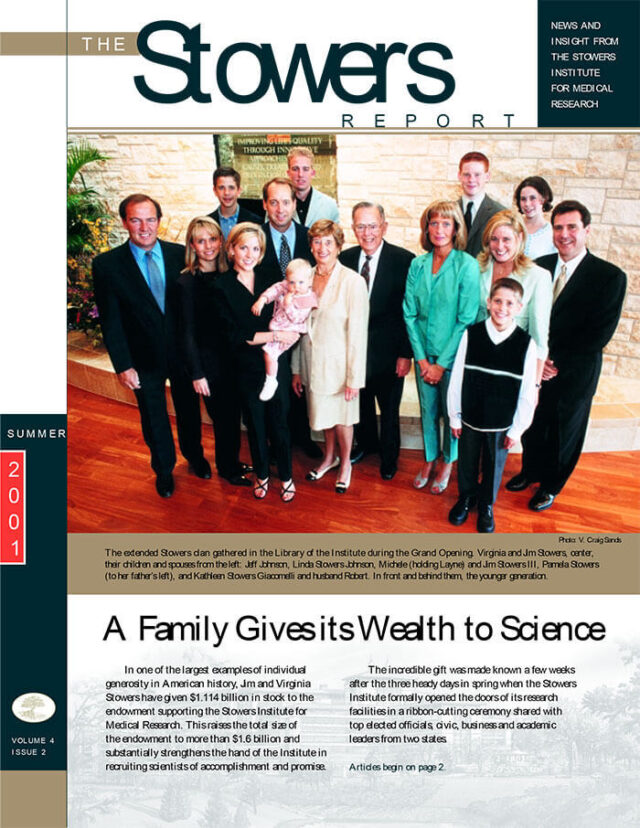 Cover of the 2001 Summer Stowers Report, the newsletter of the Stowers Institute